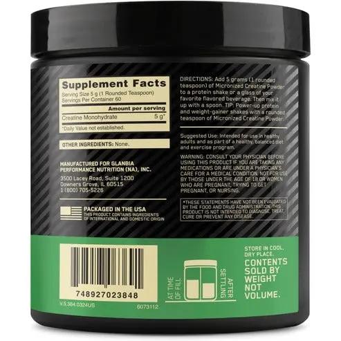Optimum Nutrition Micronized Creatine Monohydrate Powder, Unflavored, Keto Friendly, 60 Servings (Packaging May Vary) Vitamins Depots