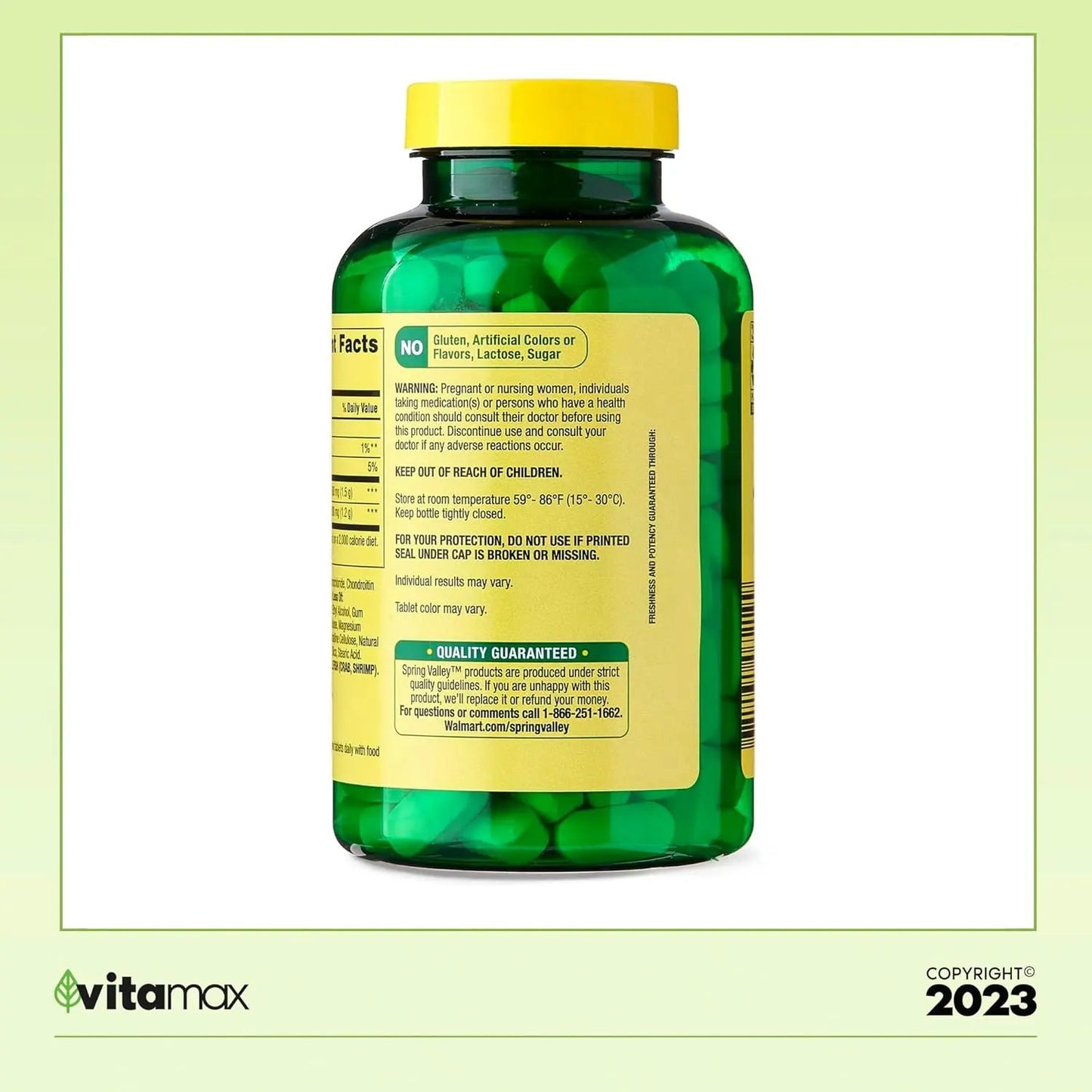 Spring Valley Triple Strength Glucosamine Chondroitin Joint Health Dietary Supplement Tablets, 160 Count Spring Valley