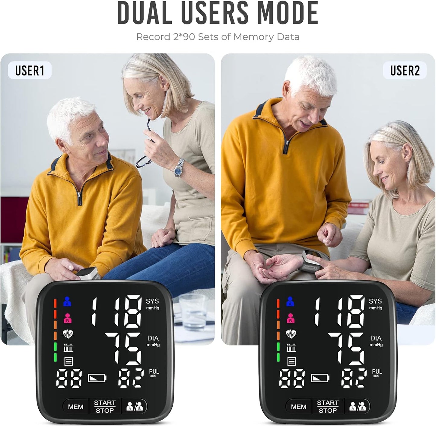 Tovendor Blood Pressure Monitor, Portable Automatic Digital BP Monitor Irregular Heart Beat Detection with Large Display Screen Adjustable 5.3"-8.5" Cuff for Home Travel Use