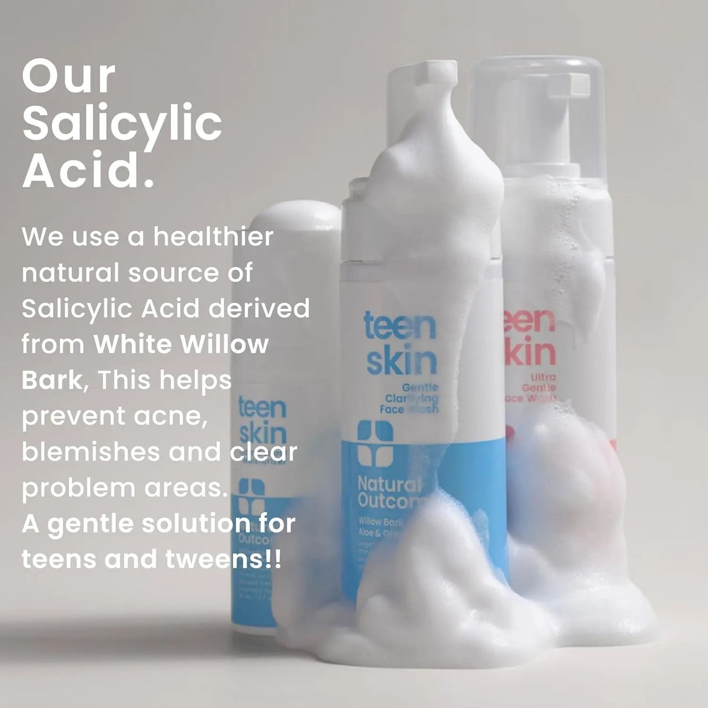 Natural Outcome Teen Skin Face Wash | Gentle Foaming Daily Boys & Girls Facial Cleanser Lotion | Natural Non-toxic Ingredients | For Teens, Preteens & Kids Looking to Prevent Acne | 5 oz Natural Outcome