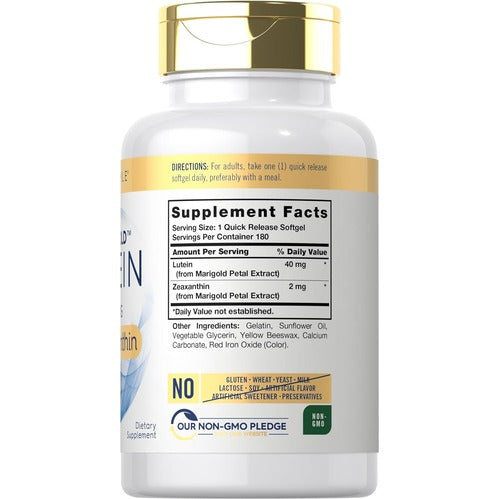 Carlyle Lutein and Zeaxanthin 40 mg | 180 Softgels | Eye Health Vitamins | Non-GMO & Gluten Free Supplement