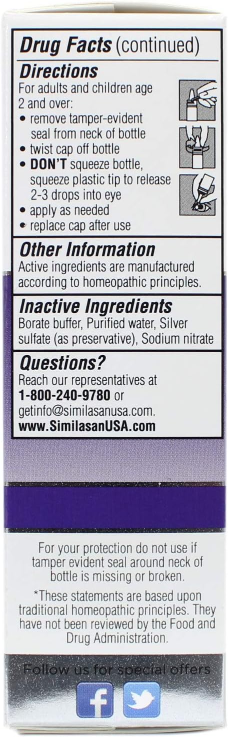 Similasan Eye Drops 0.33 Ounce Bottle, for Temporary Relief from Red Eyes, Itchy Eyes, Burning Eyes, and Watery Eyes
