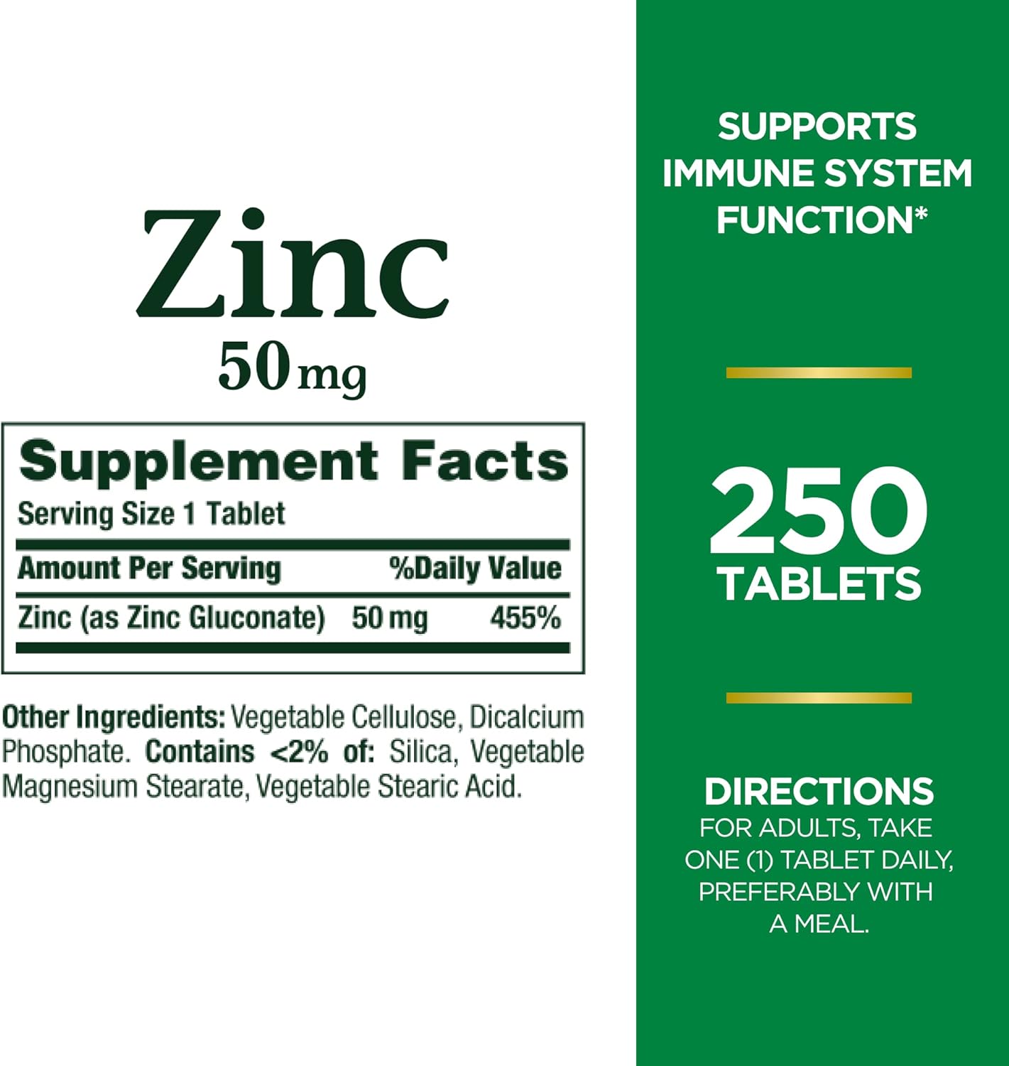 Nature's Bounty, Zinc 50mg, Immune Support & Antioxidant Supplement, Promotes Skin Health 250 Caplets