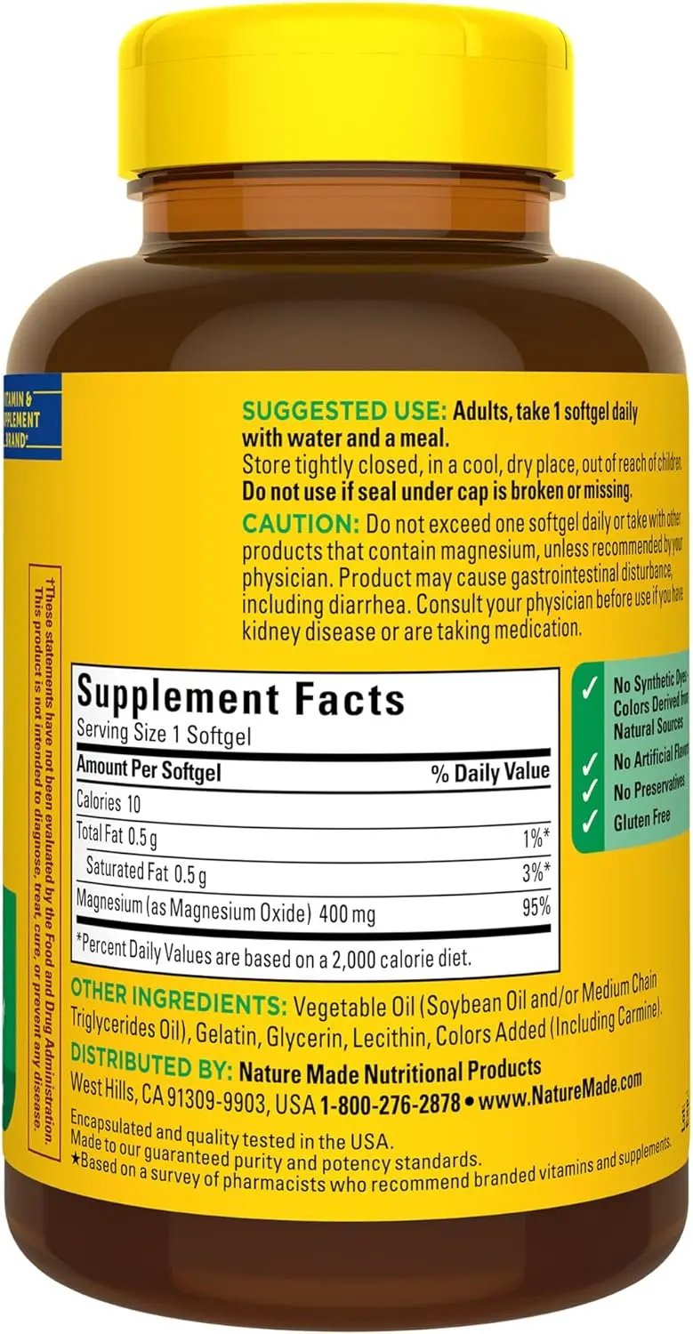 Nature Made Magnesium Oxide 400mg, 150 Softgels Nature Made