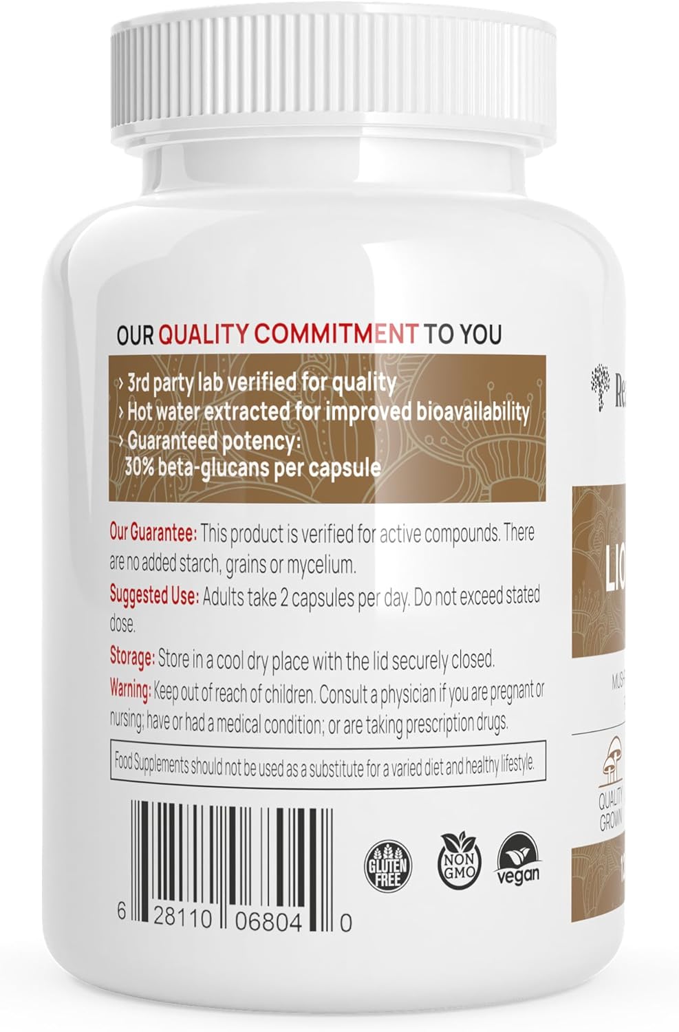 Real Mushrooms Lion’s Mane Capsules - Organic Lions Mane Mushroom Extract for Cognitive Function & Immune Support - Brain Supplements for Memory and Focus - Vegan Mushroom Supplement, 120 Caps