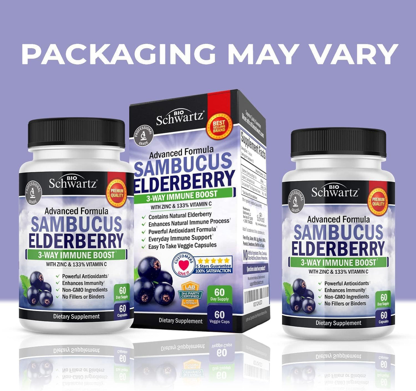 Elderberry with Zinc and Vitamin C for Adults - Immune Support Vitamins for Women and Men - 60 Ct