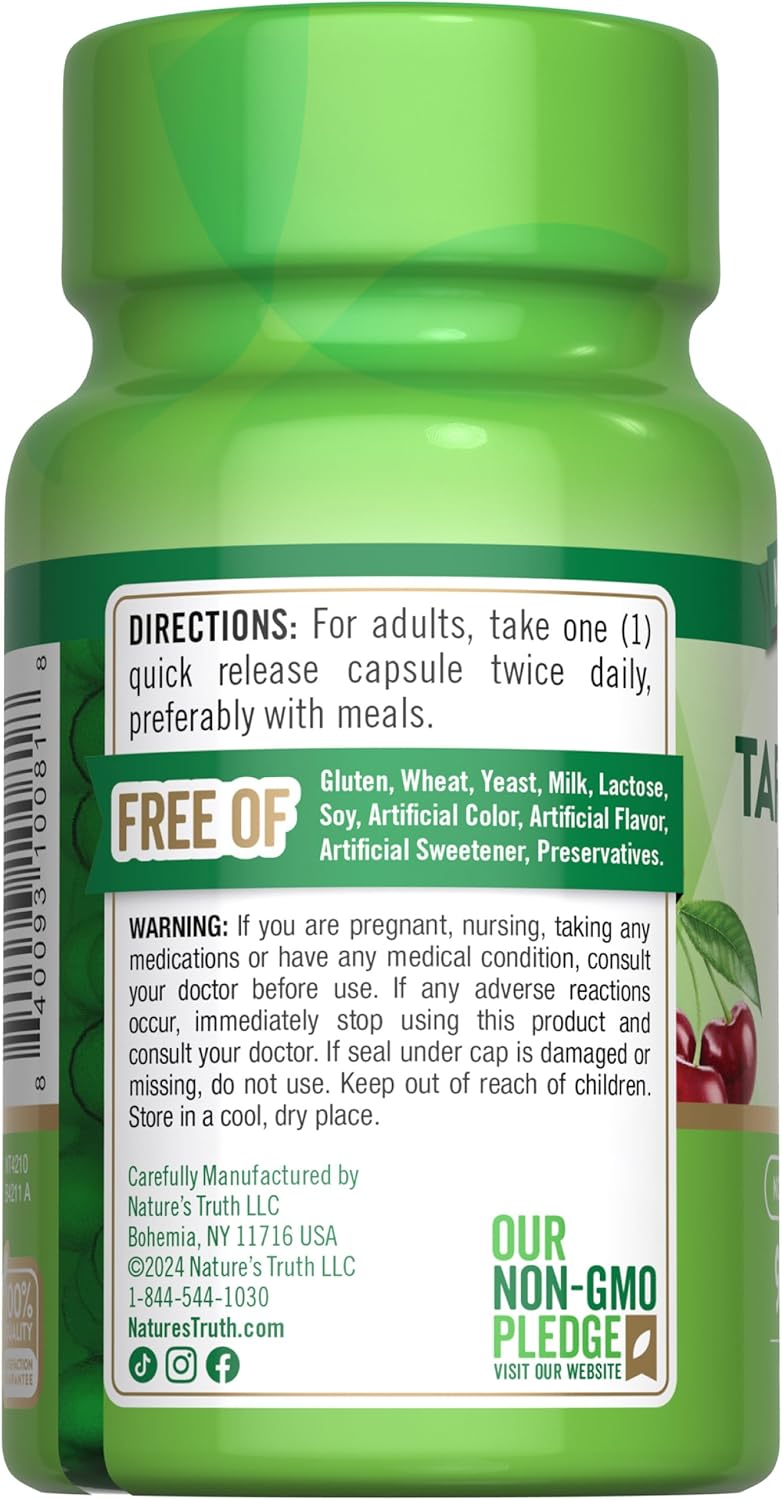 Nature's Truth Tart Cherry Extract Capsules | 1200 mg | 90 Count Nature's Truth