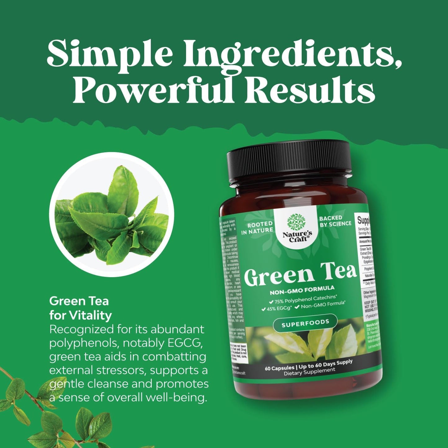Nature's Craft Green Tea Fat Burner Supplement 60 Capsules