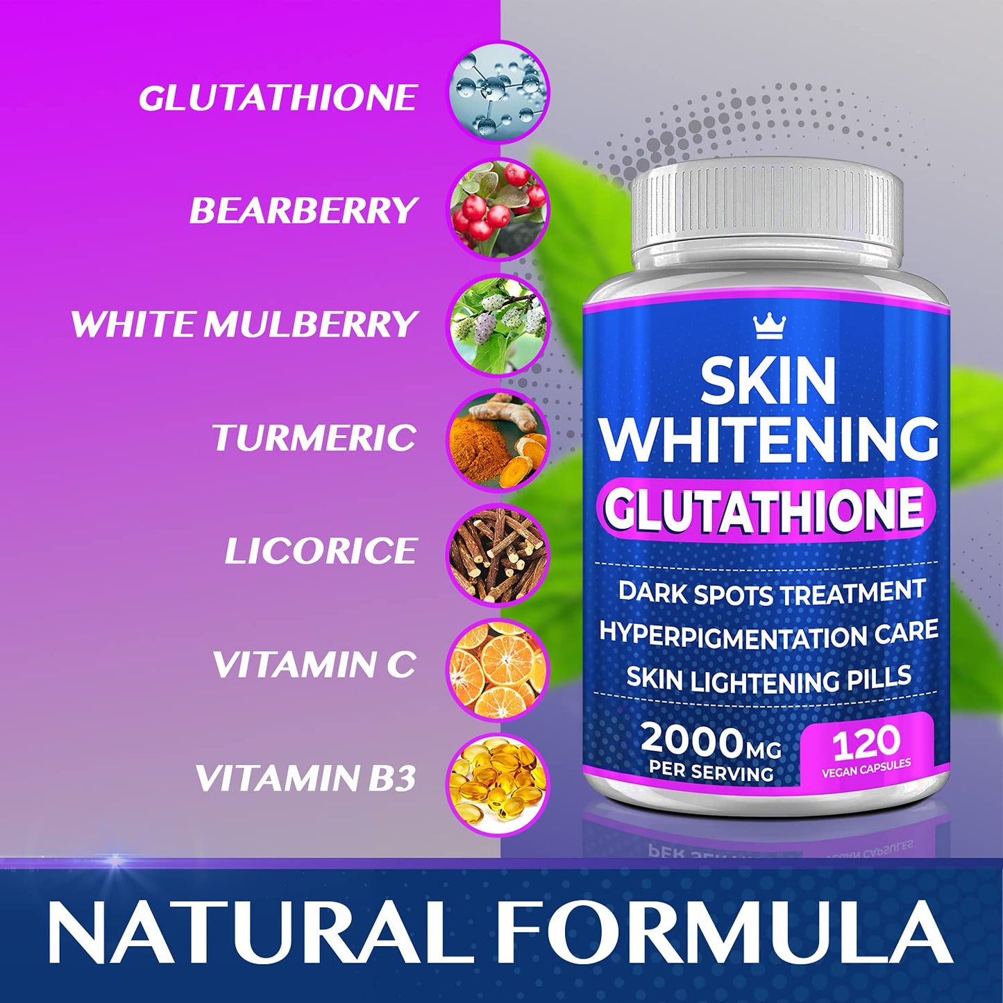 Glutathione Whitening Pills 2000mg - 120 Capsules