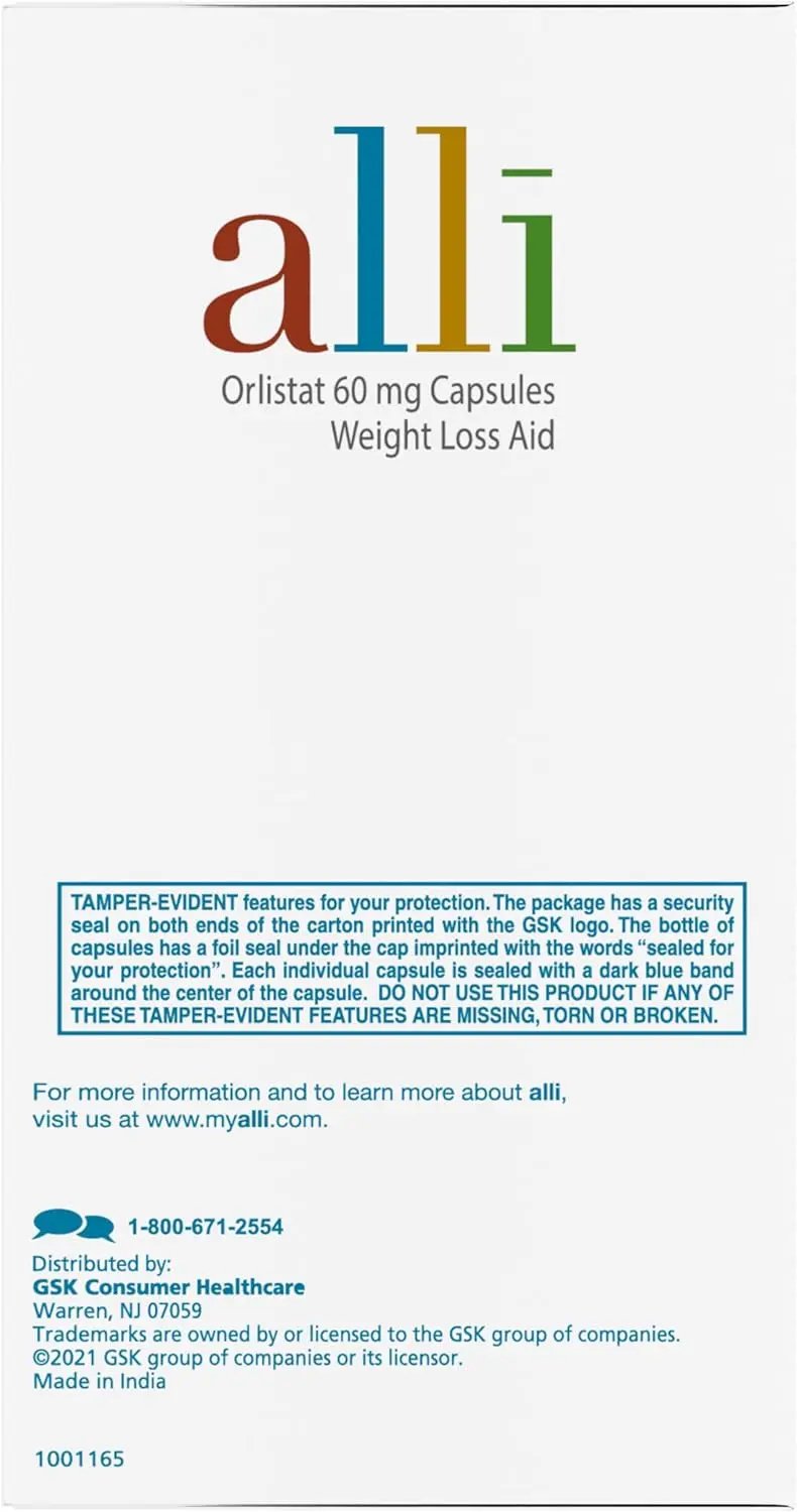 Alli Orlistat Weight Loss Supplement Capsules Starter Pack, 60 Mg, 60 Ct Alli Orlistat