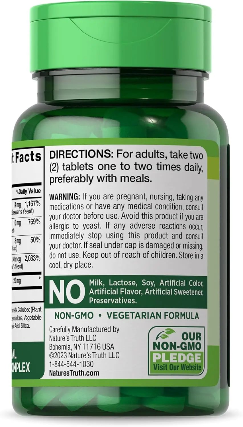 Nature's Truth Vitamin B Complex | Plus B12 | 90 Tablets | Vegetarian, Non-GMO & Gluten Free Nature's Truth