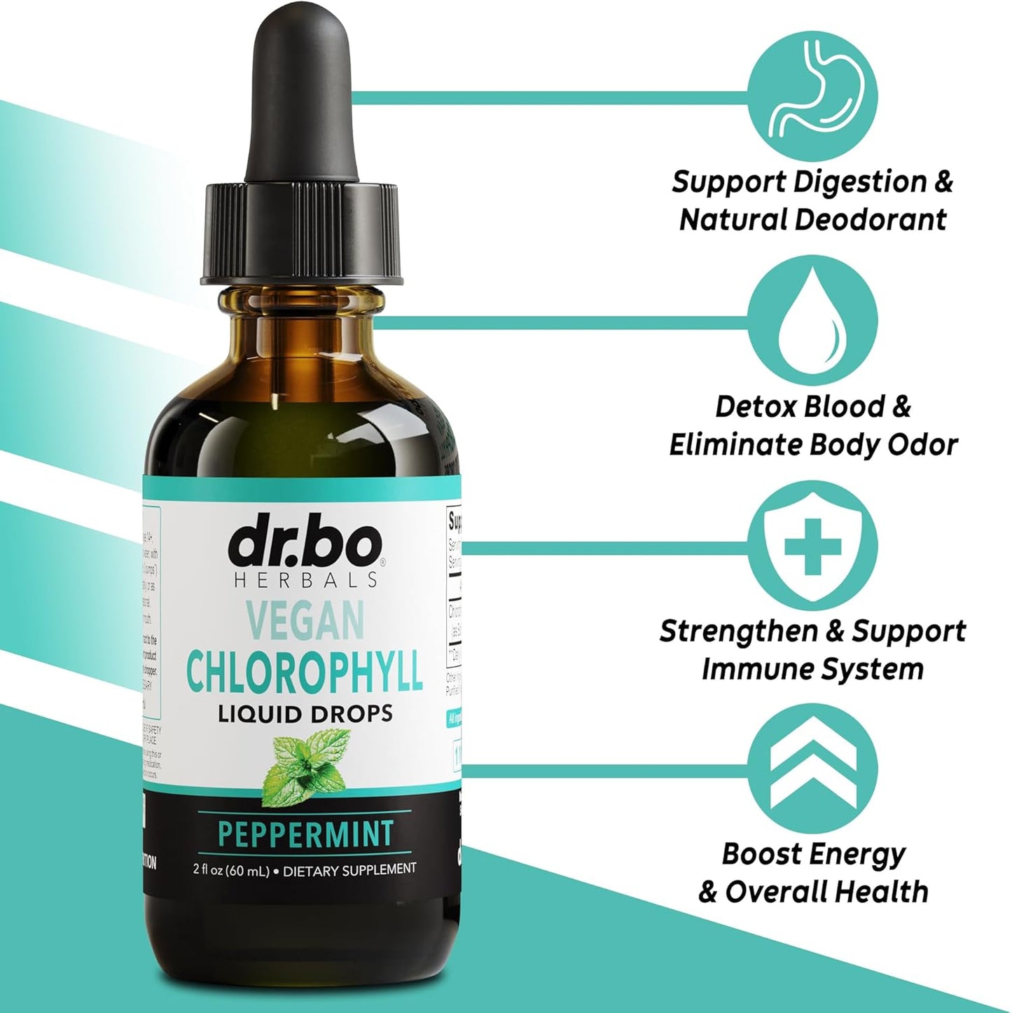 Dr. Bo Chlorophyll Liquid Drops Body Detox - Vegan Liquid Natural Chlorophyll Water 2 oz