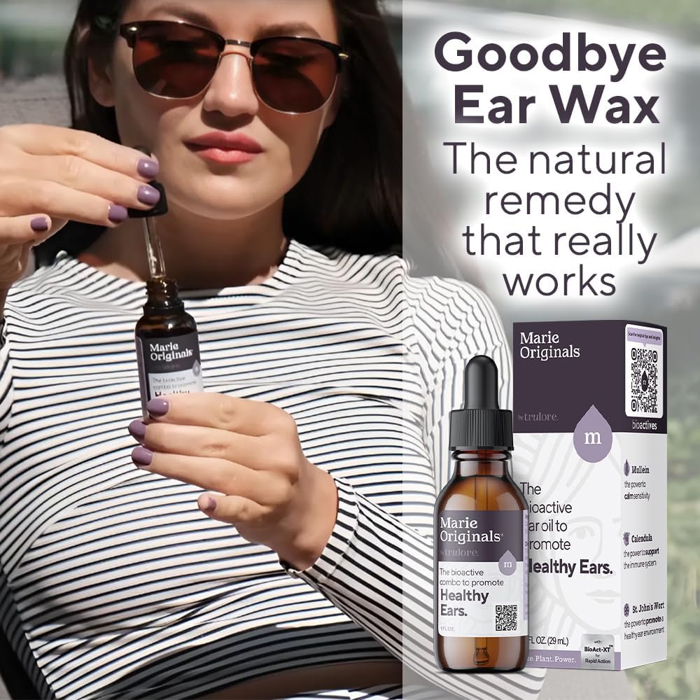 Organic Ear Oil for Ear Infections All Natural Eardrops for Infection Prevention Swimmer's Ear and Wax Removal - Kids Adults Baby Dog Earache Remedy - with Mullein, Garlic | Marie Originals (2 Pack)