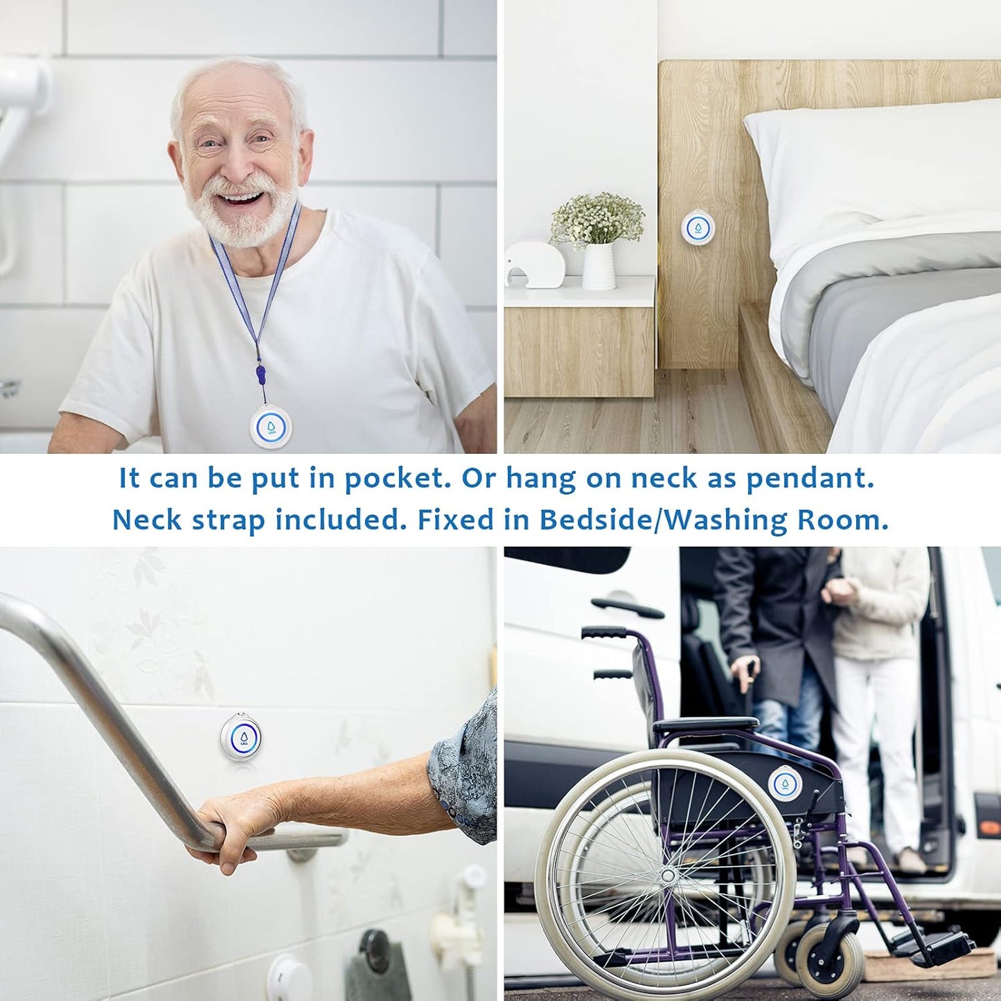 Stechro Pager, Wireless Panic Buttons Elderly Monitoring Assistance Products for Seniors,Patients,Disabled,intercom for Elderly at Home,Shower Room, Student at Classroom