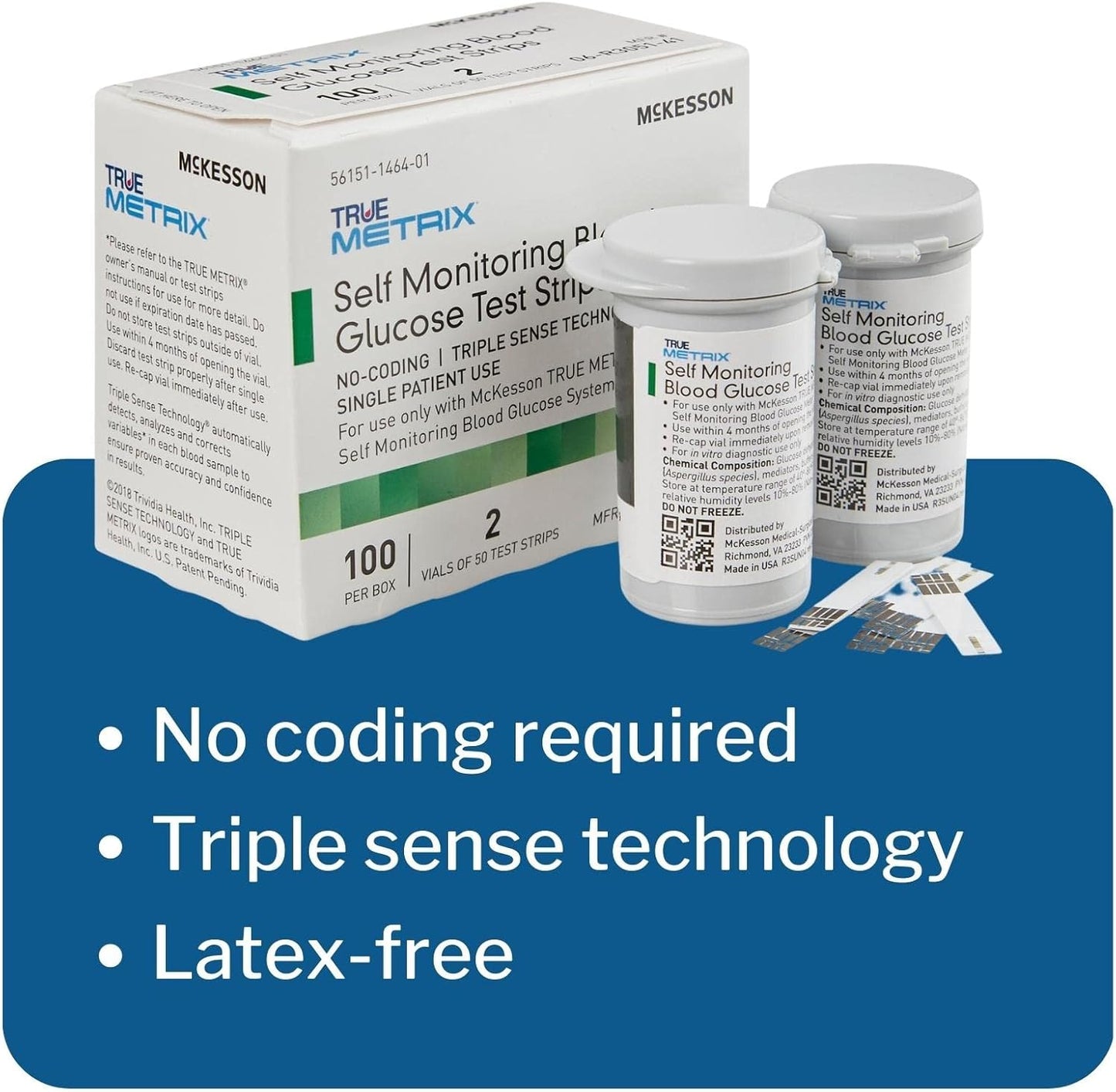 McKesson TRUE METRIX Self-Monitoring Blood Glucose Test Strips, 50 Strips, 1 Pack