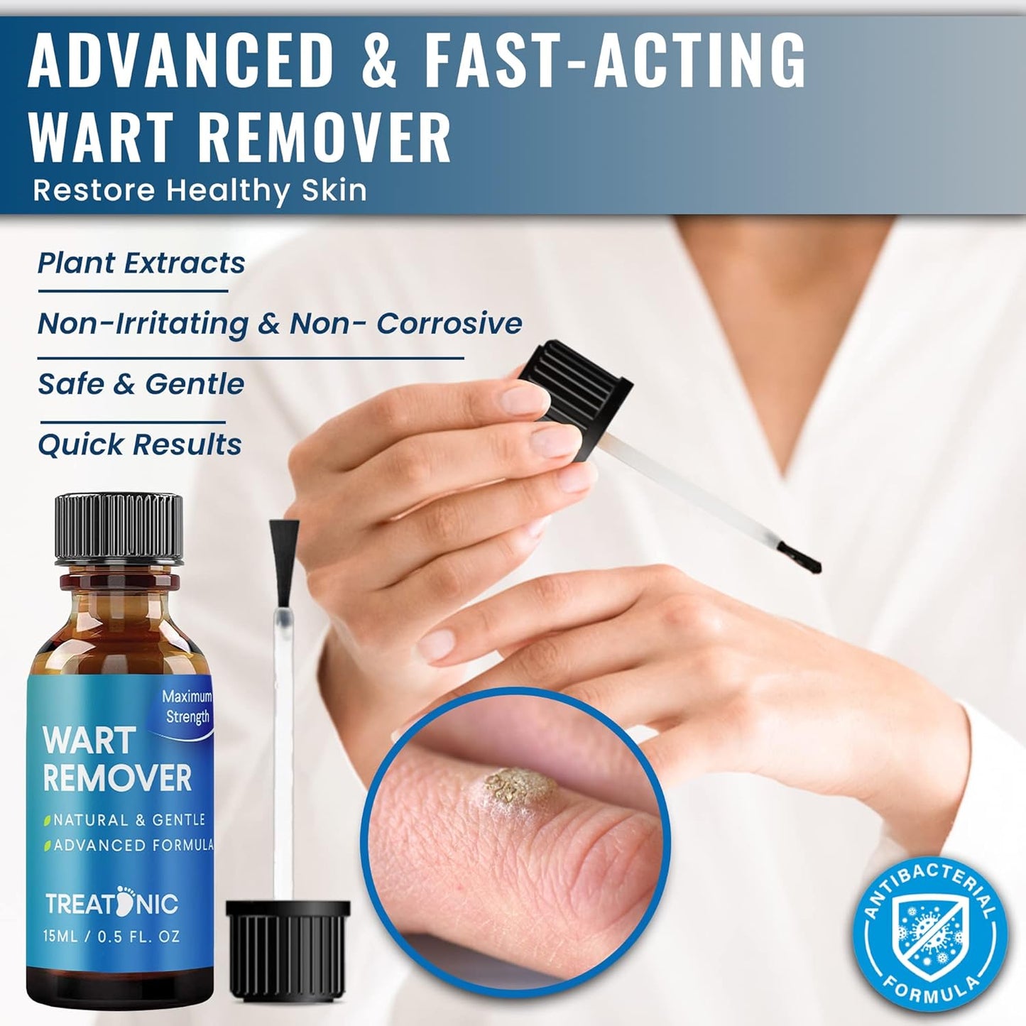 Treatonic Wart Remover, Wart Remover Freeze Off, Wart Removal, Fast Acting Gel Wart Remover, Plantar Wart Remover for Feet, Suitable for All Skin Types