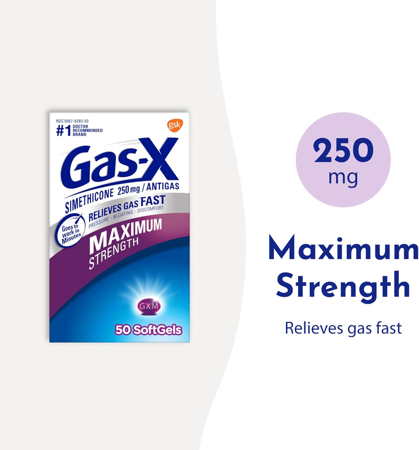 Gas-X Maximum Strength Gas Relief Softgels with Simethicone 250 mg - 30 Count