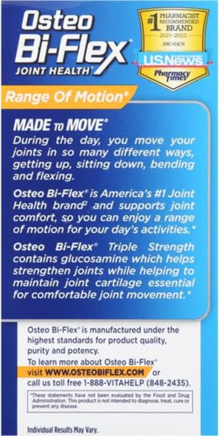 Osteo Bi-Flex Triple Strength, Glucosamine Chondroitin with Vitamin C Joint Health Supplement, Coated Tablets, 80 Count OSTEO BI-FLEX