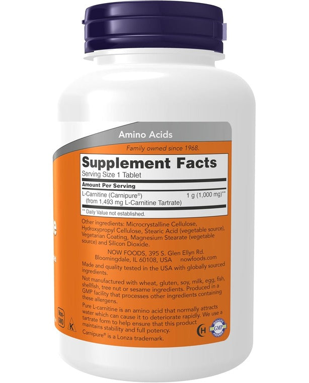 NOW Foods, L-Carnitine, 1000 mg, 100 Tablets