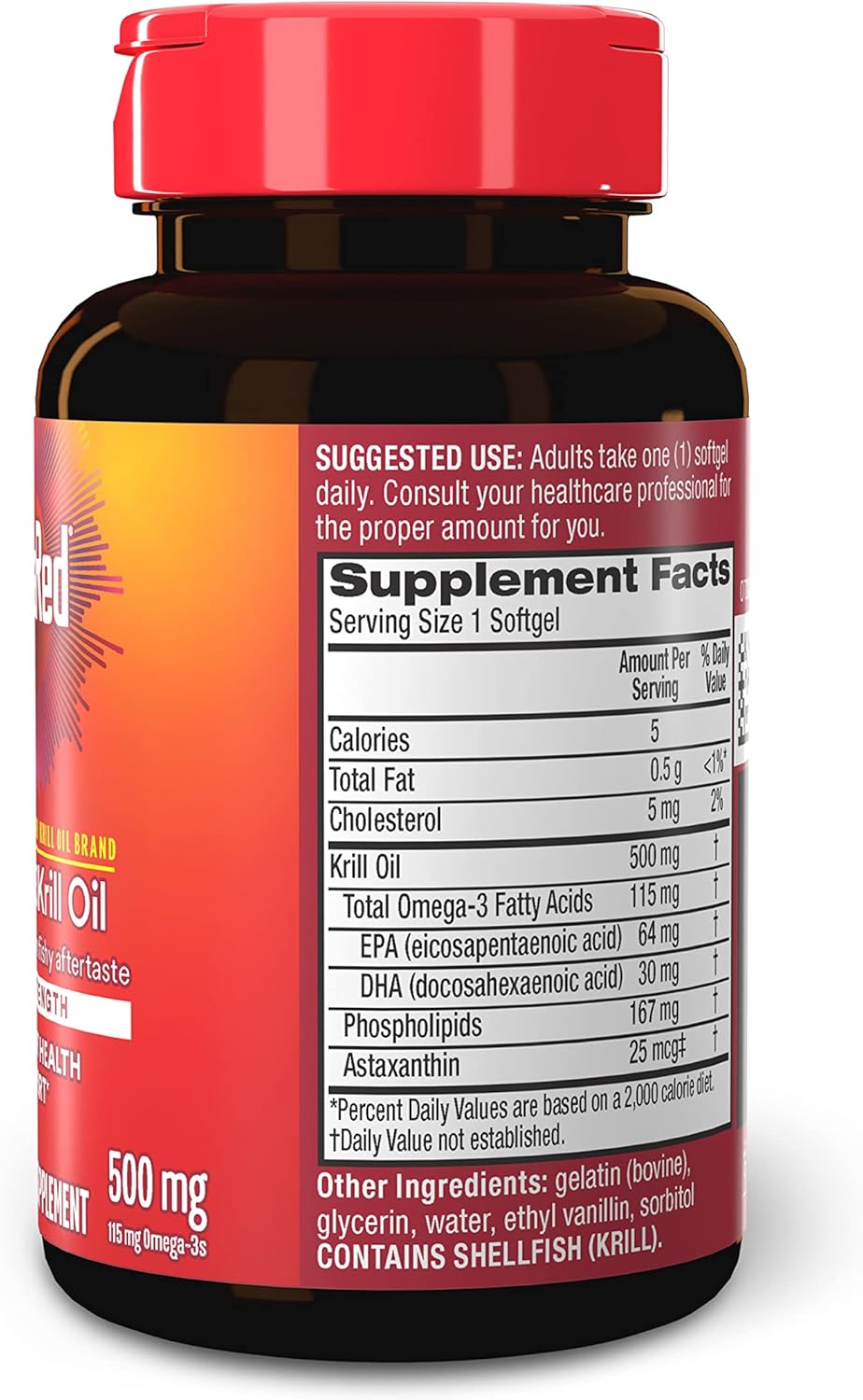 Antarctic Krill Oil 500mg Omega 3 Fatty Acid Supplement, MegaRed Extra Strength EPA & DHA Softgels (90cnt box), Antioxidant Astaxanthin, Heart Health Supplement With No Fish Oil Aftertaste