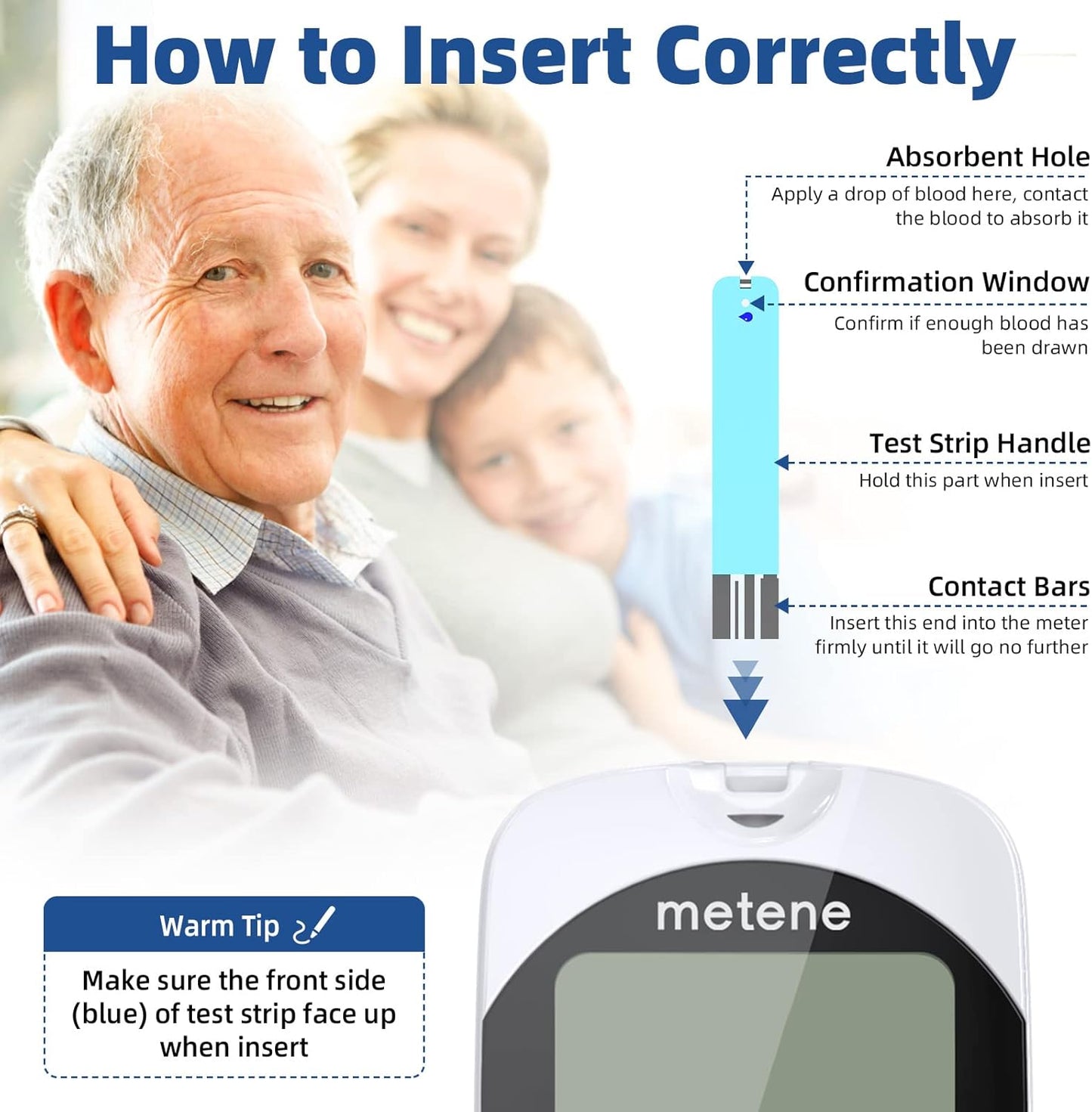 Metene TD-4116 Blood Glucose Test Strips, 200 Count Test Strips for Diabetes, Use with metene TD-4116 Blood Glucose Monitor Only