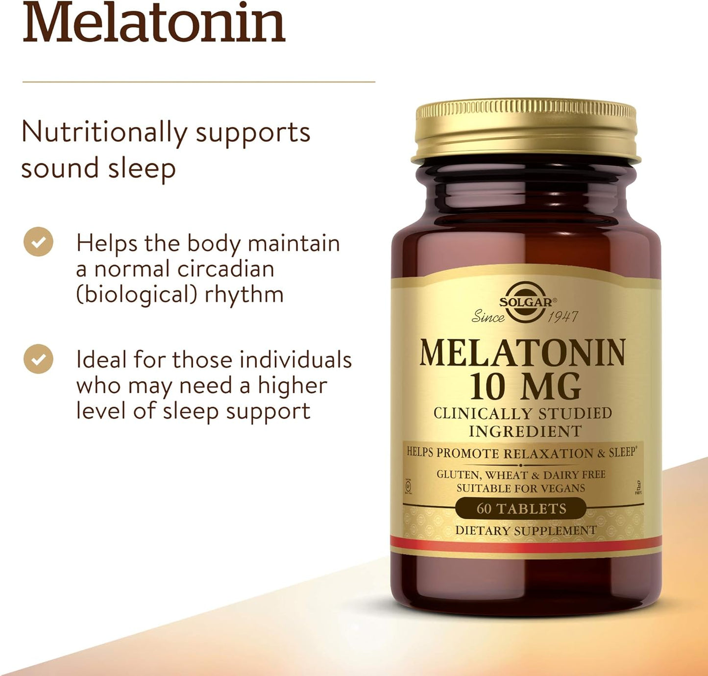 Solgar Melatonin 10mg, 60 Tablets - High-Dosage - Helps Promote Relaxation & Sleep - Clinically-Studied Melatonin - Supports Natural Sleep Cycle - 60 Servings