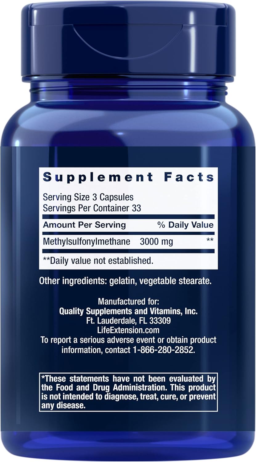 Life Extension MSM, 1000 mg, 100 Capsules