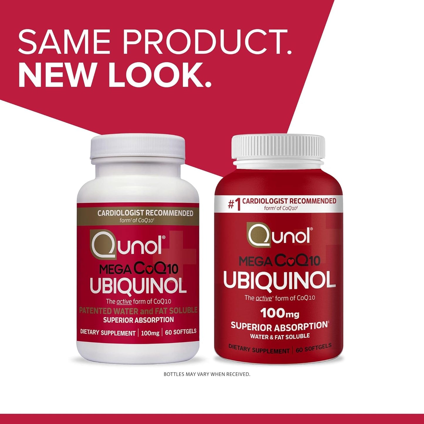 Qunol Ubiquinol CoQ10 100mg Softgels, Qunol Mega Ubiquinol 100mg - Superior Absorption - Active form of Coenzyme Q10 for Heart Health - 2 Month Supply - 60 Count