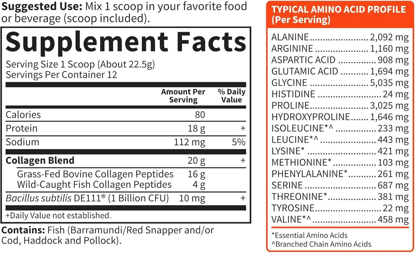 Garden of Life Marine & Grass-Fed Collagen Peptides Powder Supplement (Type I, III) with Probiotics & BCAAs for Mobility, Joint Health, Hair, Skin & Nails - Unflavored, 20g per Serving, 12 Servings Garden of Life