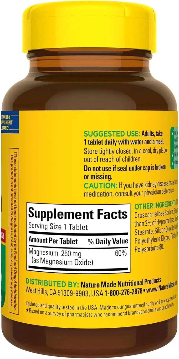Nature Made Magnesium Oxide 250 mg Tablets, Dietary Supplement, 300 Count Nature Made