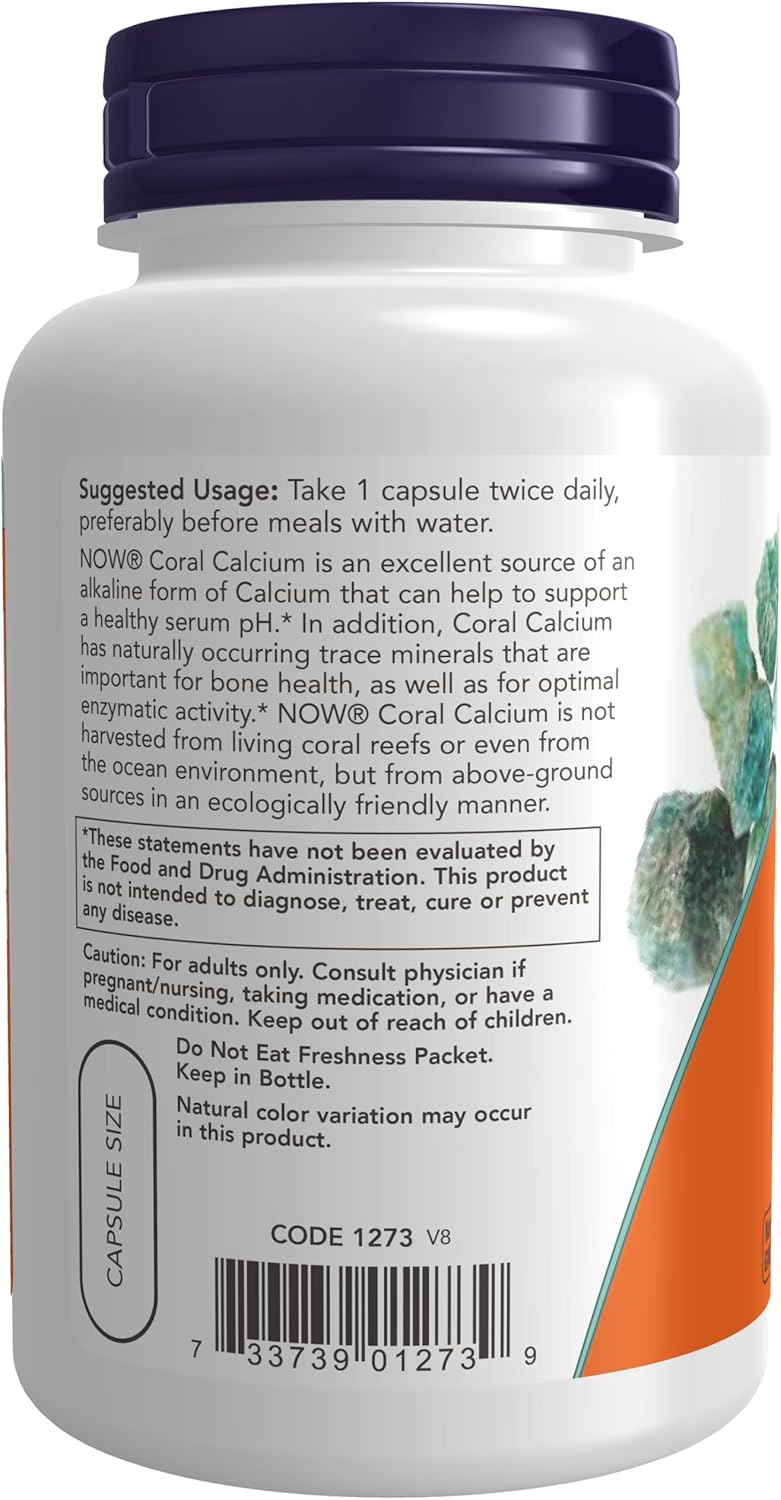 NOW Coral Calcium 1000mg, 100 Capsules