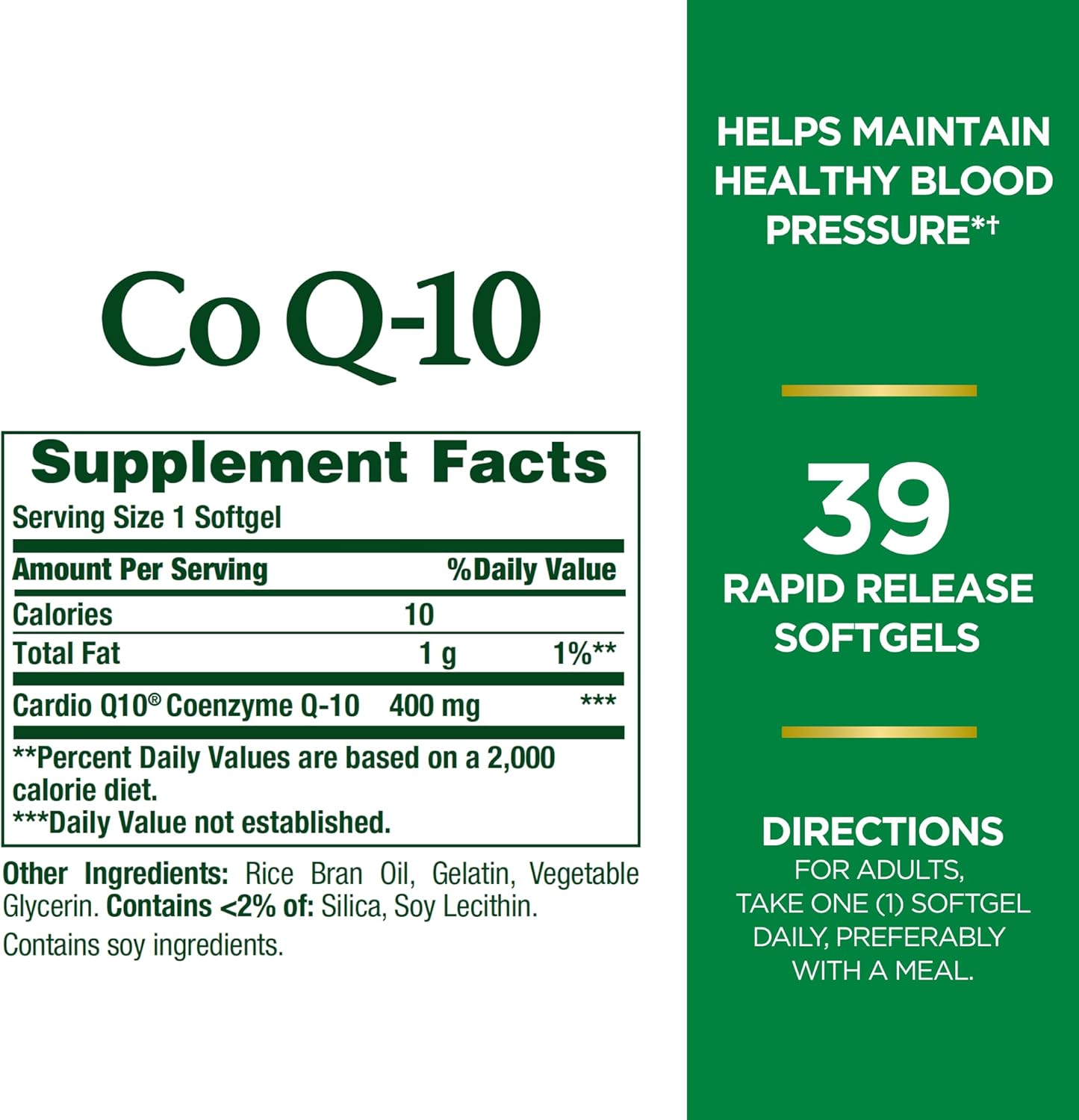 Nature's Bounty CoQ10, Dietary Supplement, Supports Heart Health, 400mg, 39 Softgels