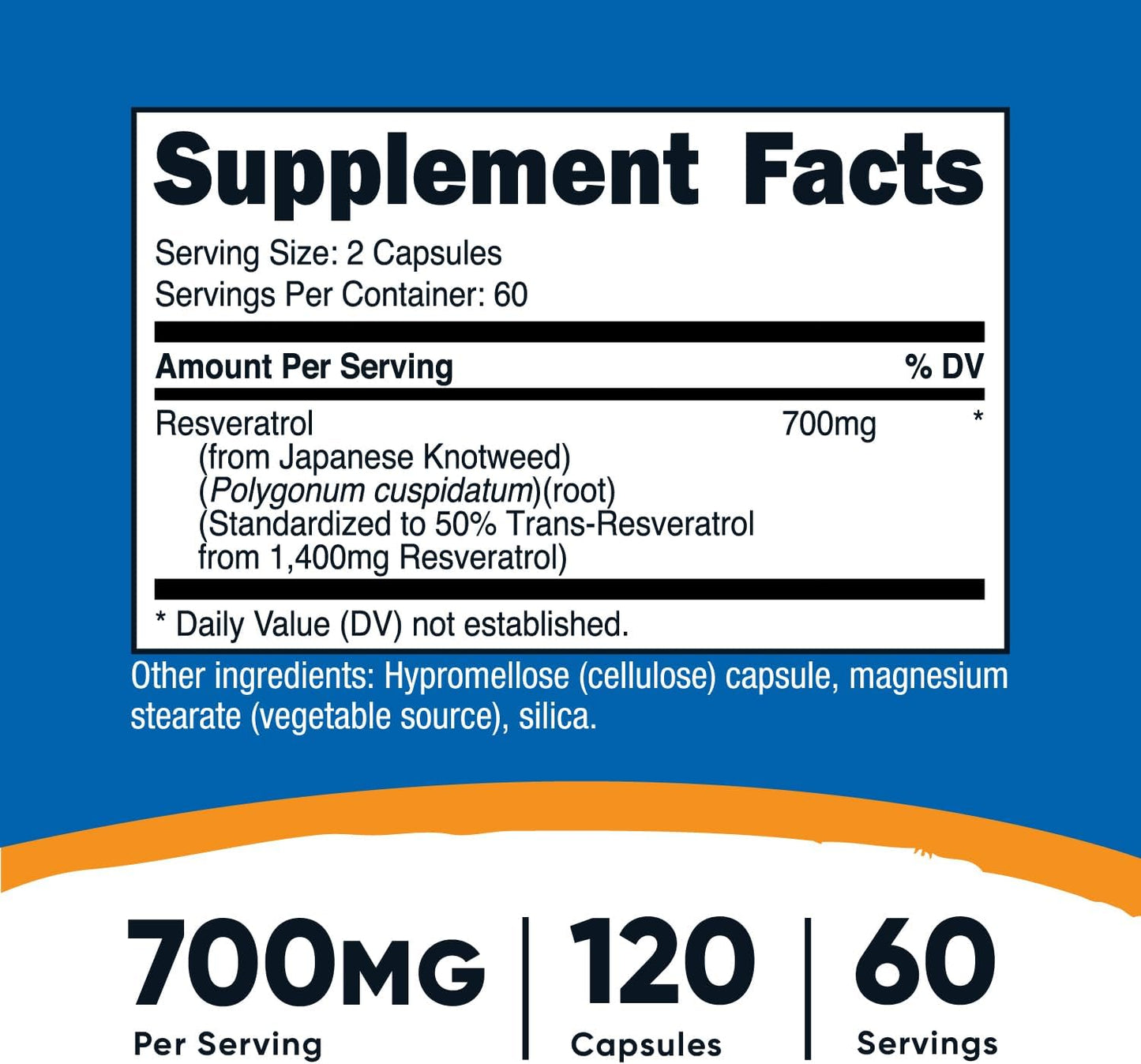 Nutricost Resveratrol 700mg, 120 Capsules - Gluten Free, Non-GMO, Vegan