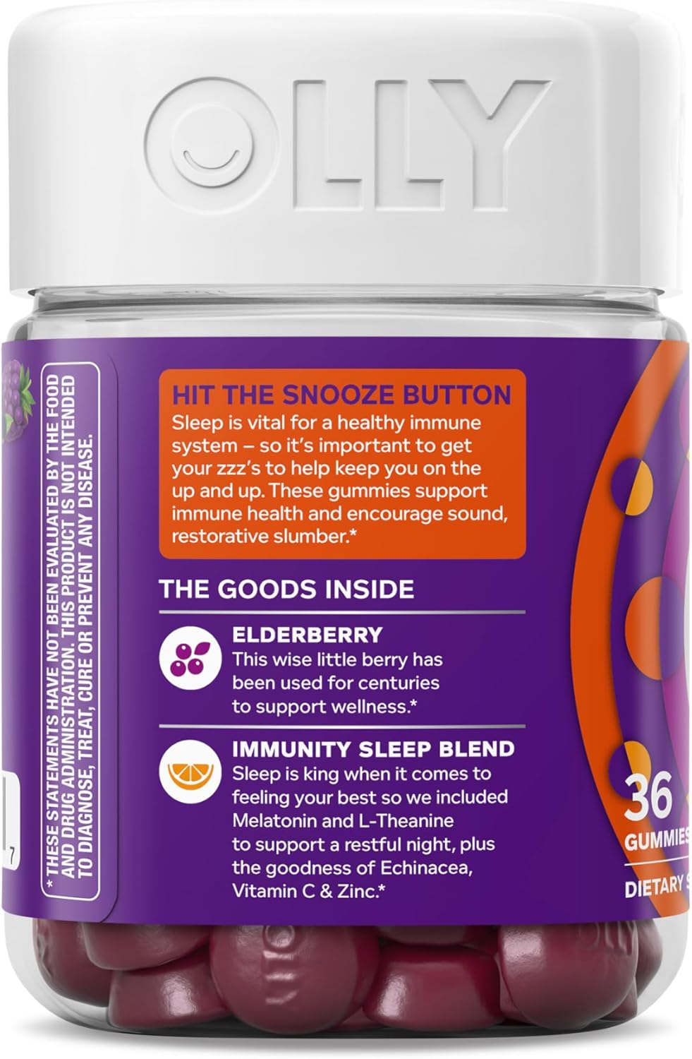 OLLY Sleep Immunity Melatonin Gummy - Immune and Sleep Support, Berry - 36 count