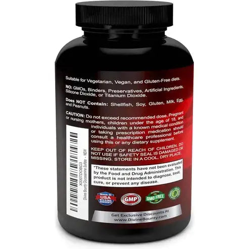 Divine Bounty Glucosamine Sulfate Supplement (2000mg per Serving) with MSM - 240 Small Vegetarian Capsules - No Shellfish, GMO's or Harmful Additives Divine Bounty