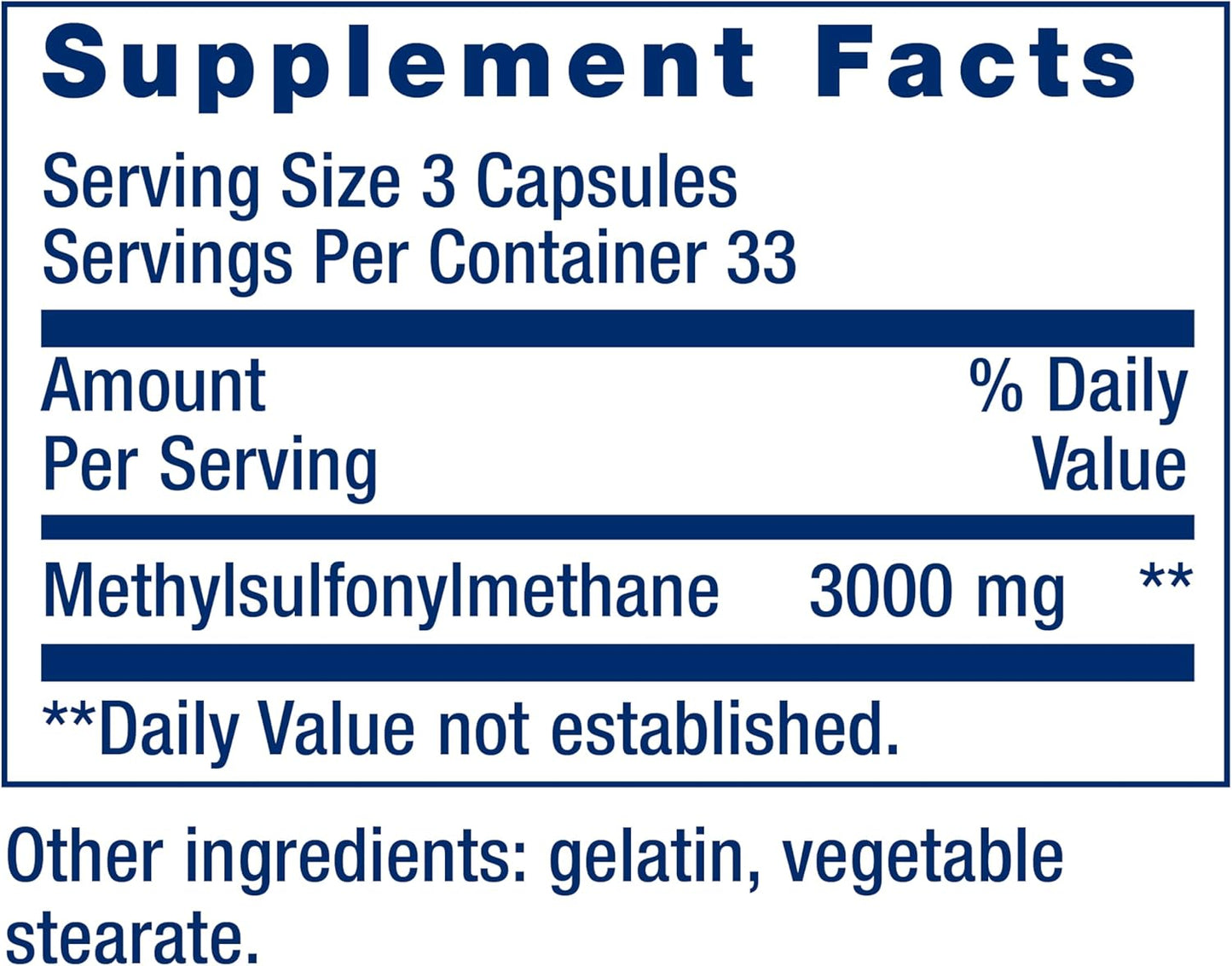 Life Extension MSM, 1000 mg, 100 Capsules