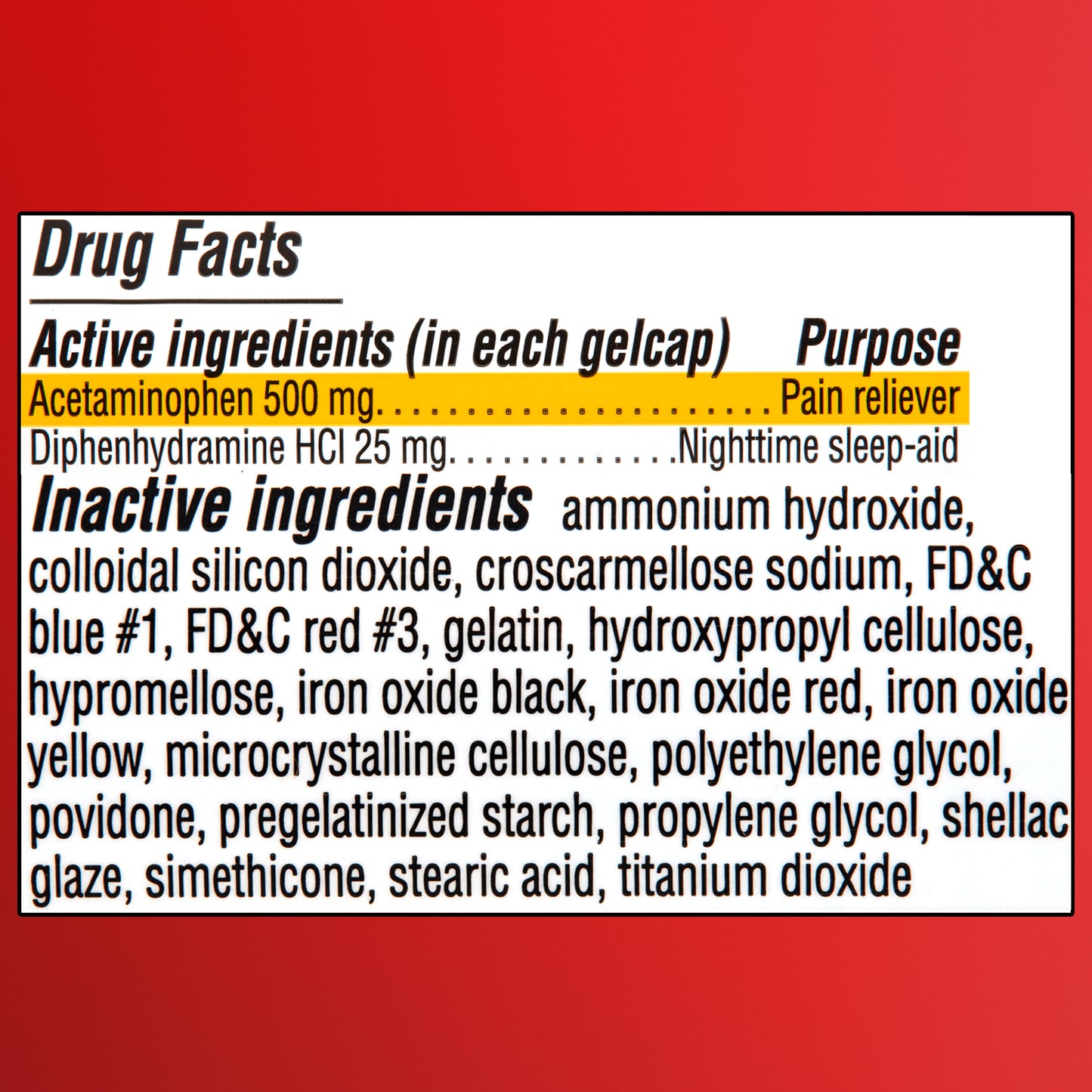 Equate Extra Strength Pain Reliever PM Caplets, Acetaminophen 500 mg, Diphenhydramine HCL 25 mg, 80 Count