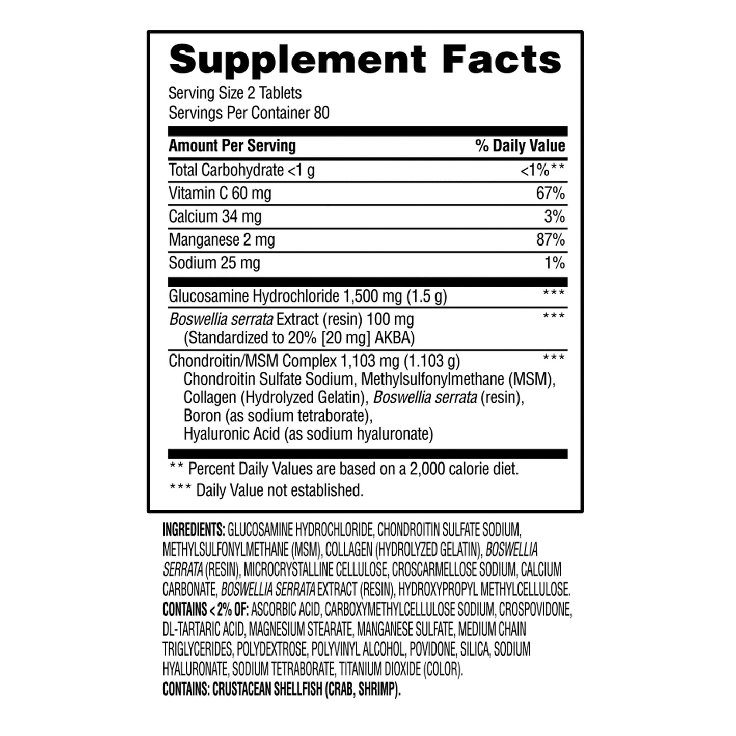 Equate Triple Strength Glucosamine & Chondroitin Complex Tablets Dietary Supplement Value Size, 160 Count