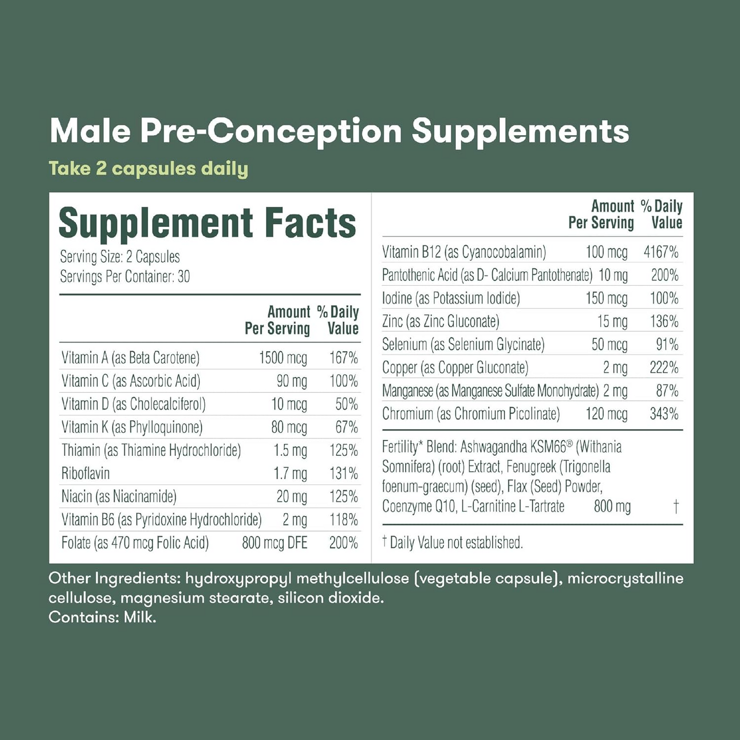 Frida Fertility Pre-Conception Supplement Set | Female & Male - Support Egg Function & Sperm Health | 60 Capsules Each, 30 Day Supply Vitamins Depots