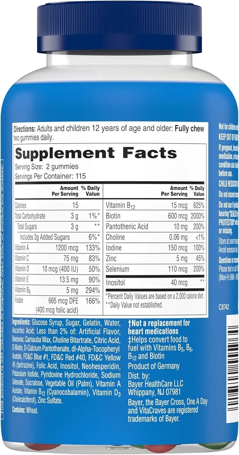 One A Day Men’s Multivitamin Gummies, Multivitamin for Men with Vitamin A, C, D, E, Calcium & More To Support Healthy Muscle Function, Gummies, 230 Count Vitamins Depots