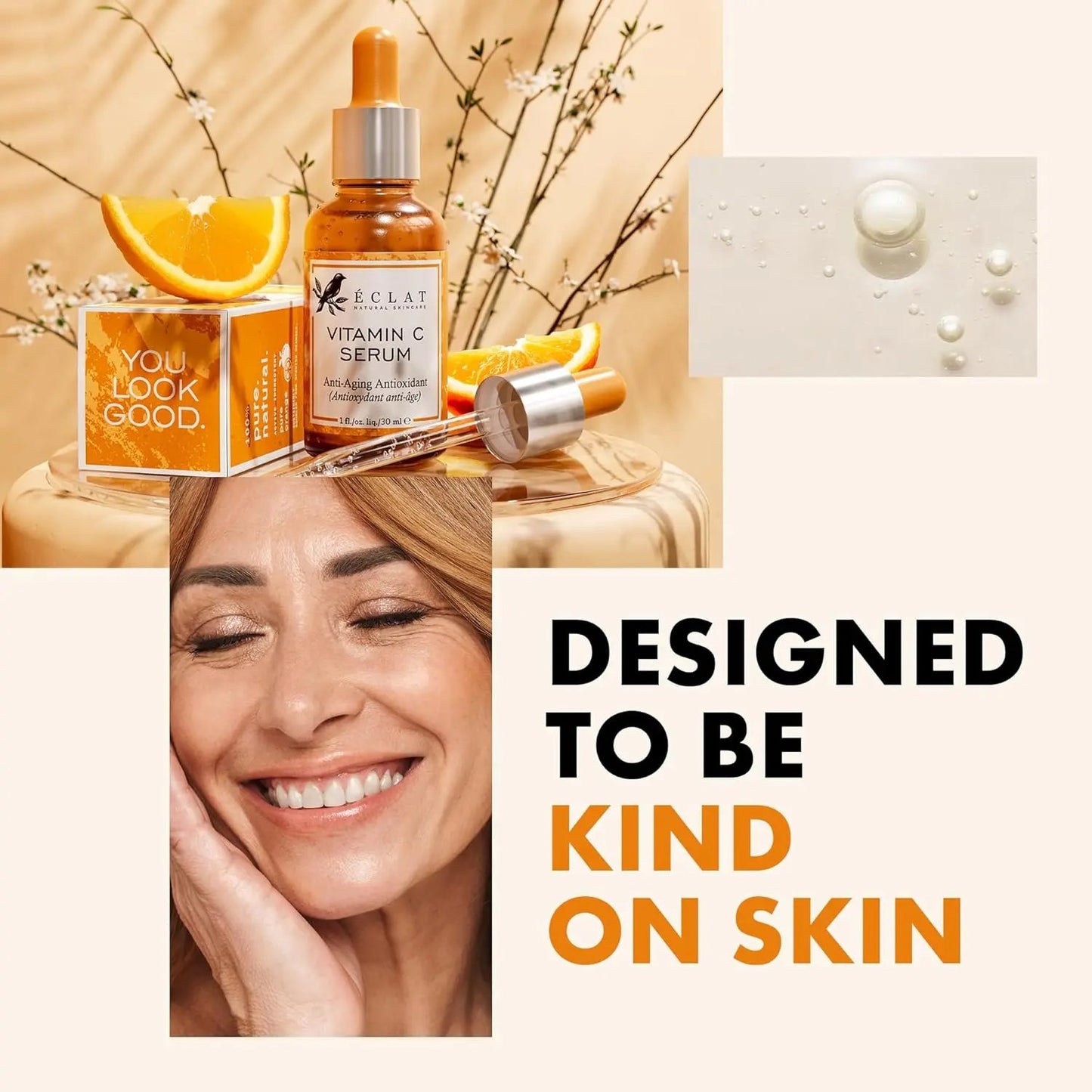 Eclat Vitamin C Face Serum - Hyaluronic Acid, Retinol, & Vit E - Anti Aging Facial Brightening Serum for Skin Care - Timeless Pure Vitamin C Serum for Face Dark Spots, Vit C Serum Oil, Face Serum for Women Vitamins Depots