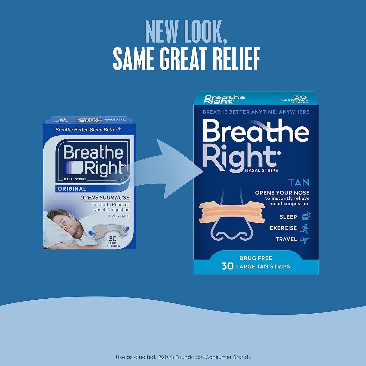 Breathe Right Original Nasal Strips, Tan, Large, 30 Count