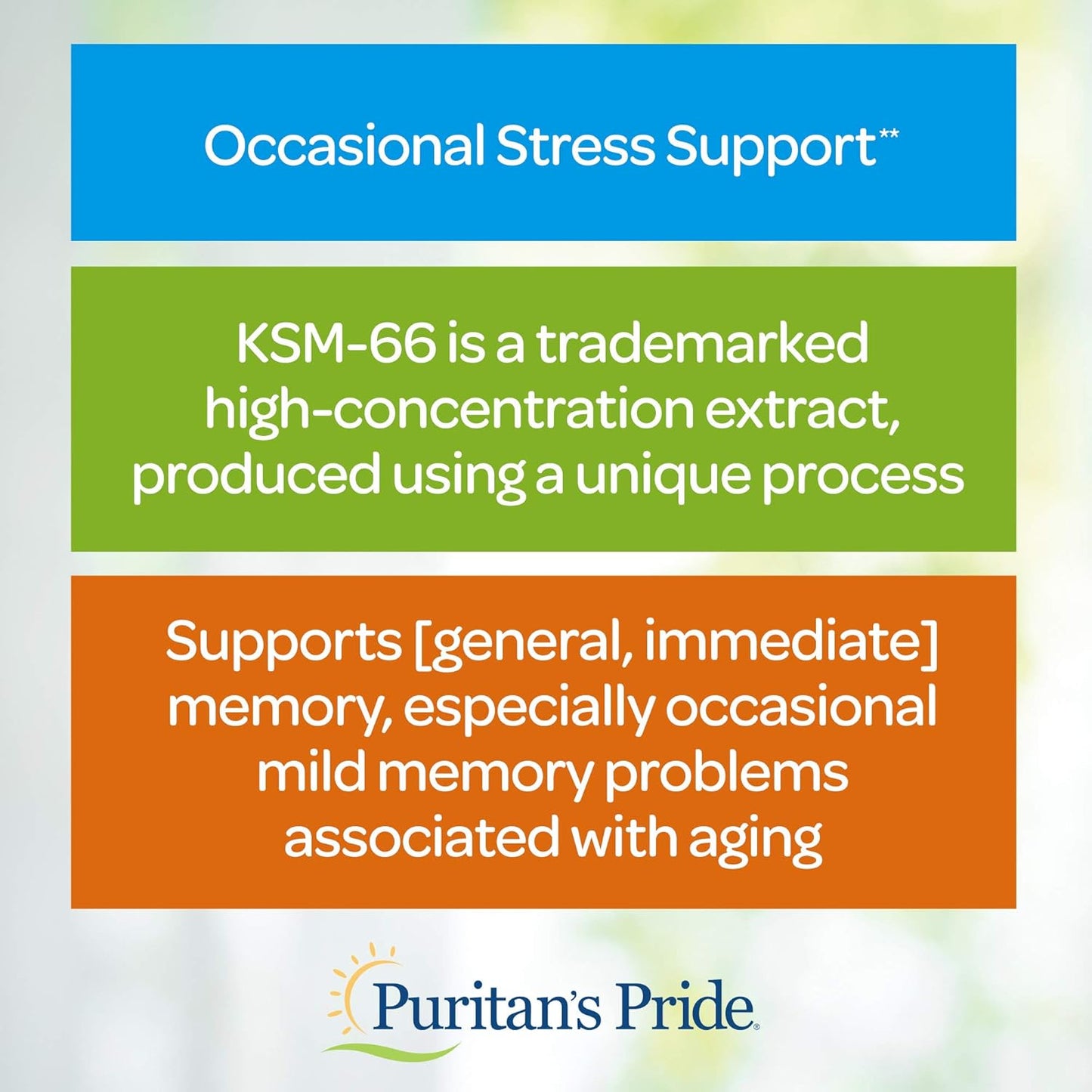Puritan's Pride KSM-66 Ashwagandha® 450mg - 1 Month Supply, 60 Capsules