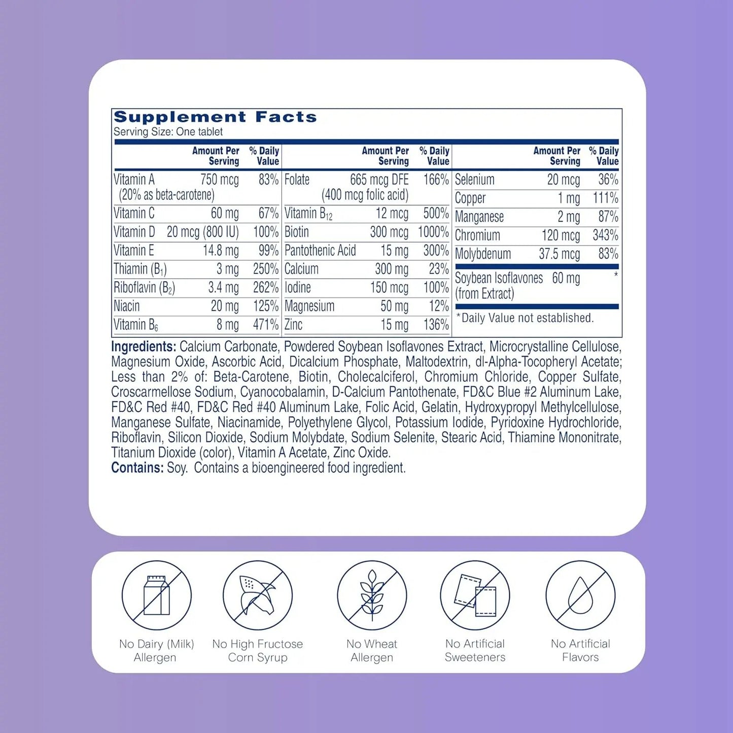 ONE A DAY Menopause Multivitamin with Vitamin A, Vitamin C, Vitamin D, Vitamin E and Zinc for Immune Health Support 50 Tablets One A Day