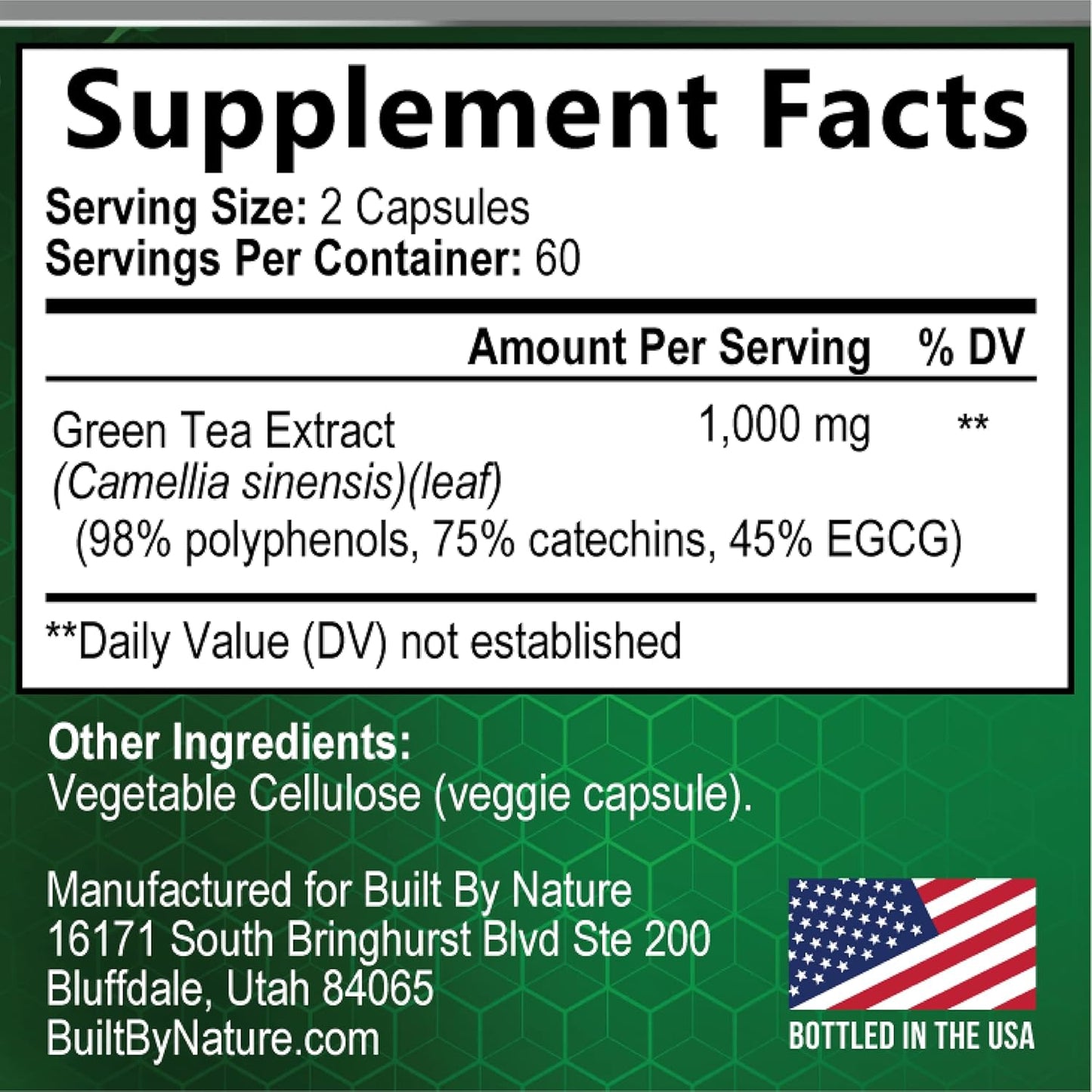 Green Tea Extract Pills - Powerful Antioxidant Supplement - 98% Standardized EGCG 1000mg for Natural Energy with Polyphenols - Gentle Caffeine - 120 Capsules