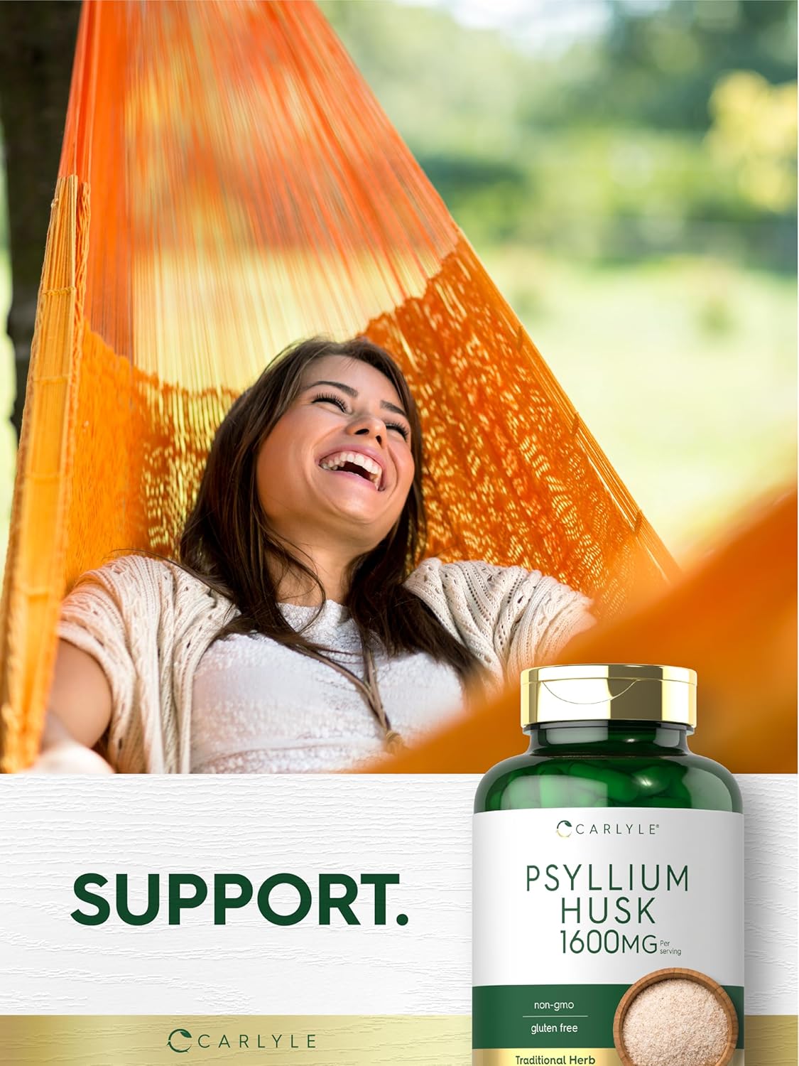 Carlyle Psyllium Husk Capsules 1530mg | 240 Caps | High Potency Fiber Supplement | Non-GMO, Gluten Free