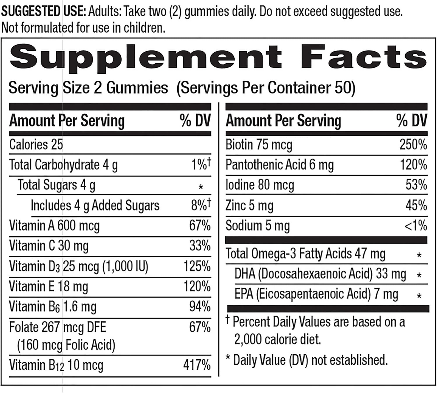 Centrum MultiGummies Multi + Omega-3 Natural Strawberry, Lemon, Orange Flavors - 100 Count