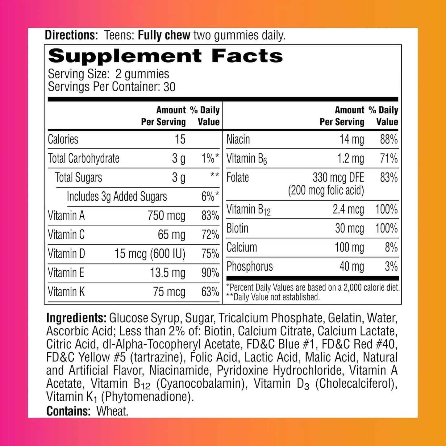 One A Day For Her Teen Multivitamin Gummies 60 count One A Day