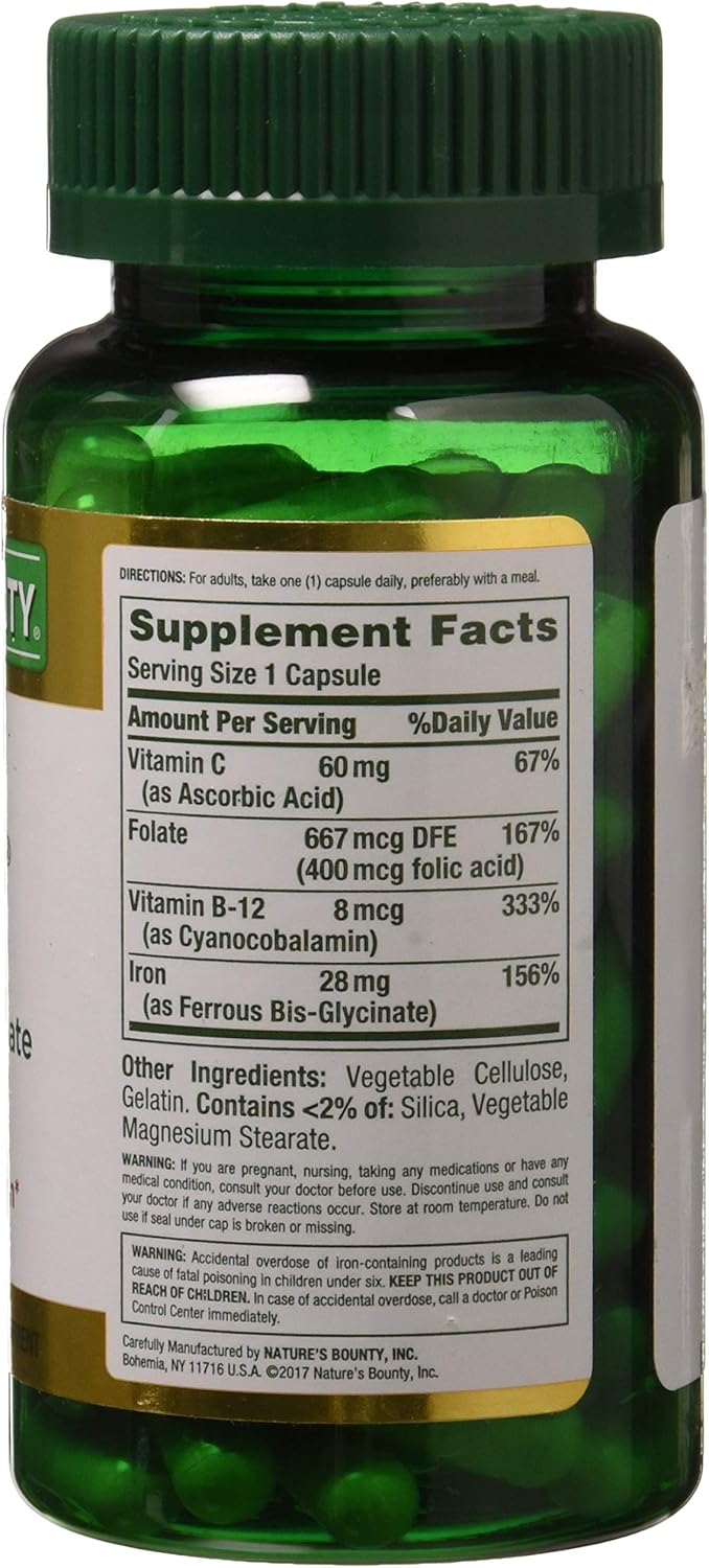 Nature's Bounty Gentle Iron 28 mg Capsules 90 Capsules