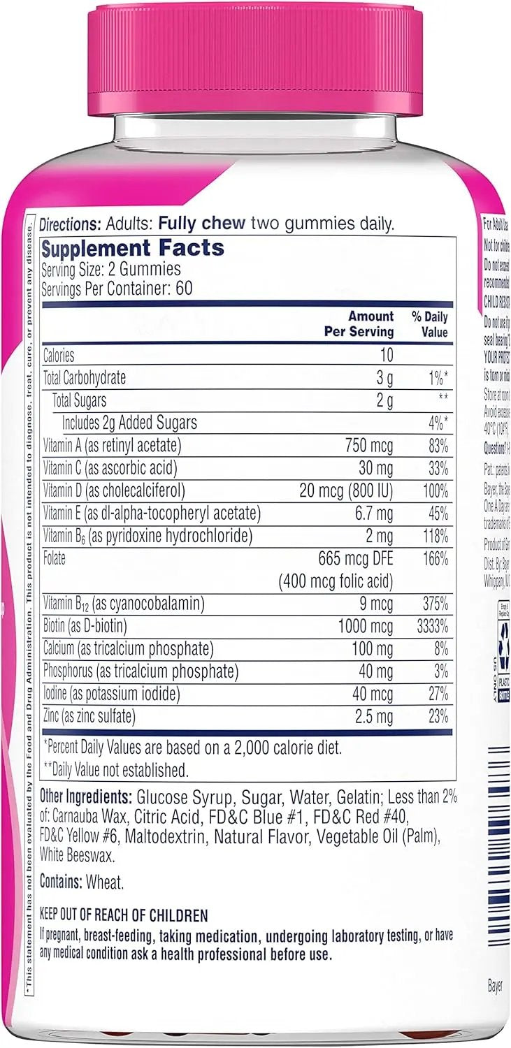ONE A DAY Multi+ Hair, Skin & Nails, Multivitamin + Boost of Support for Healthy Hair, Skin & Nails with Biotin and Vitamins A, C, E & Zinc, 120 ct One A Day